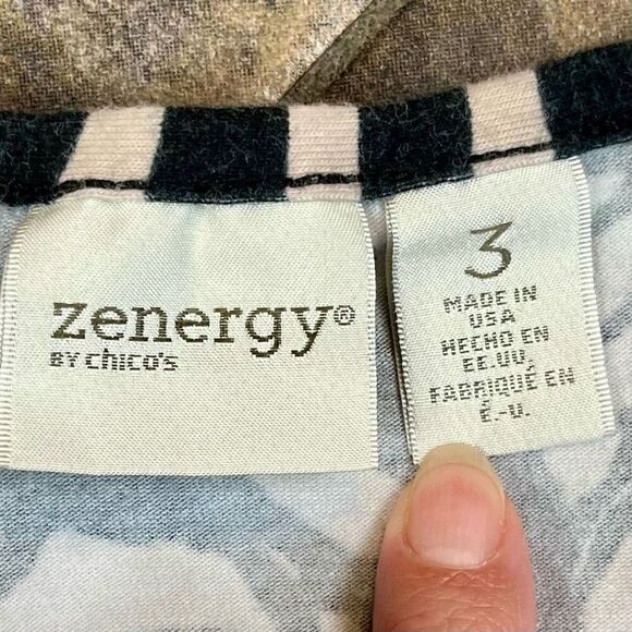 Zenergy By Chico’s Rose Floral Stripe V-neck 3/4 Sleeve Top 3 XL 16 - Picture 7 of 10